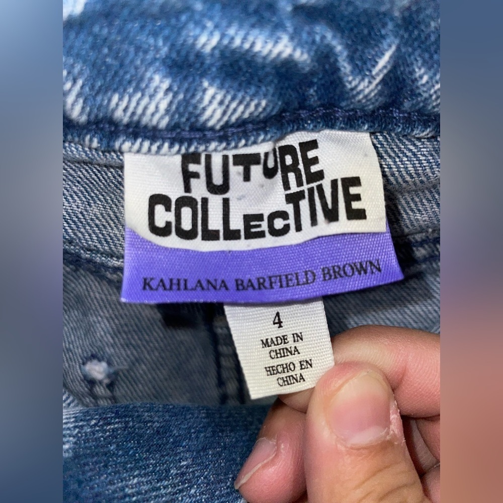 Future Collective with Kahlana Barfield Brown Medium Wash Cargo Jeans - Picture 11 of 11
